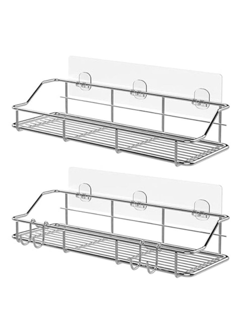 Wall Mounted Shower Shelf Stainless Steel Bathroom Organizer Adhesive 2 Tier